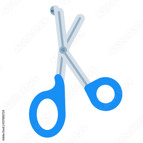 blue surgical scissors forceps on isolated white
