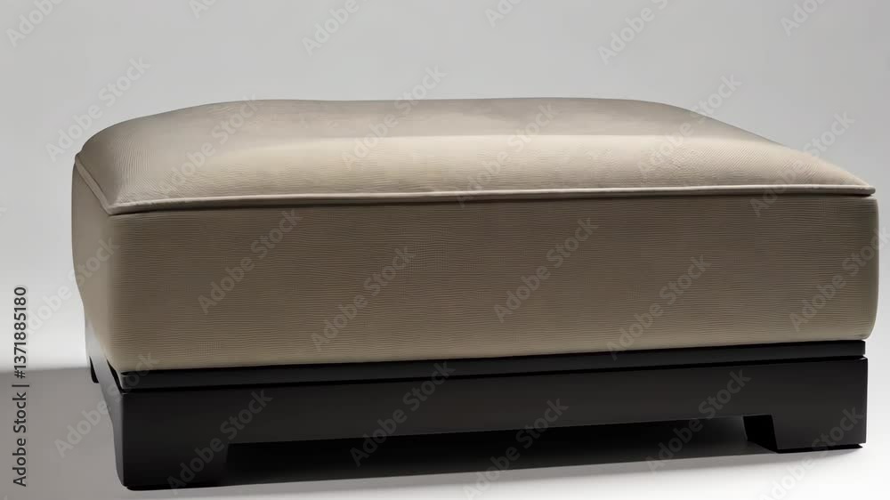 Modern upholstered ottoman with a sleek design for contemporary living spaces in a neutral color scheme Modern upholstered ottoman with a sleek design for contemporary living spaces in a neutral color scheme