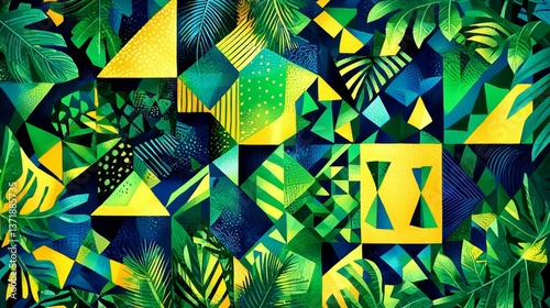 Tropical elements and natural textures enhance the design.