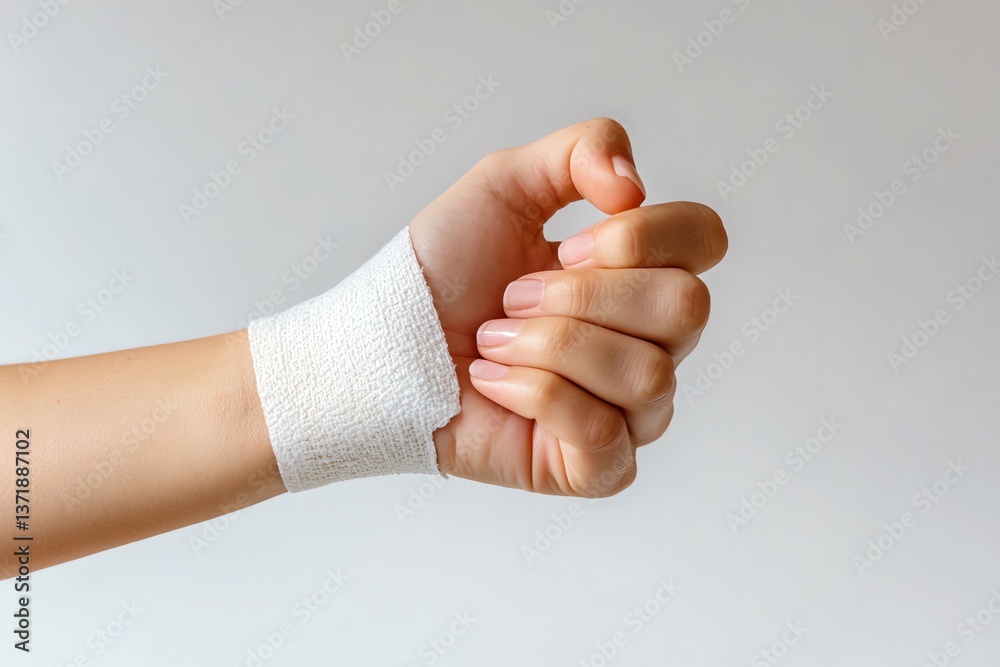 Wrist Wrapped with Elastic Bandage for Support and Injury Recovery