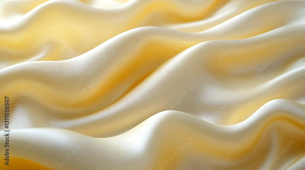Obraz premium A silky texture in shades of soft butter yellow and cream, with gentle ripples and folds that create a warm and inviting atmosphere,