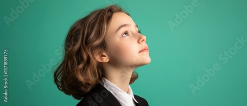 Young girl looks up hopefully