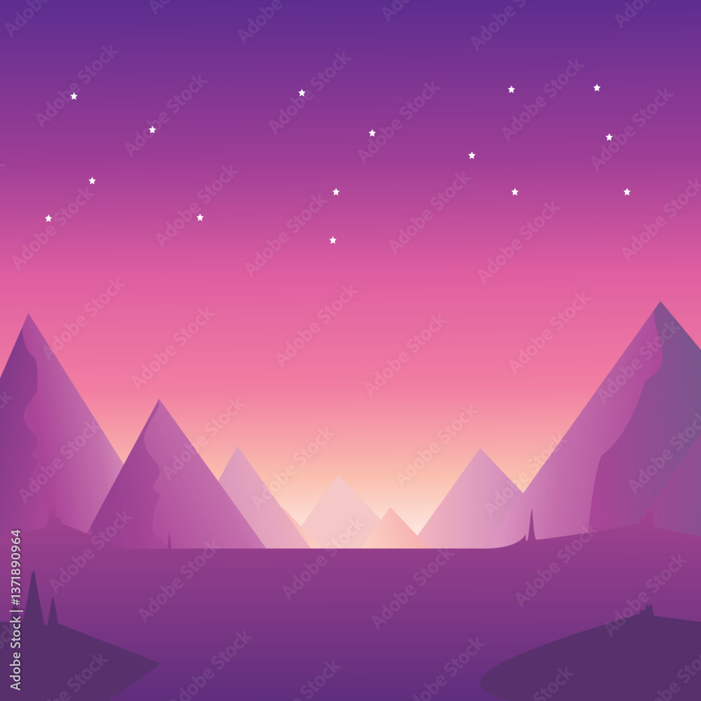 Fototapeta premium Dusk Mountain Landscape