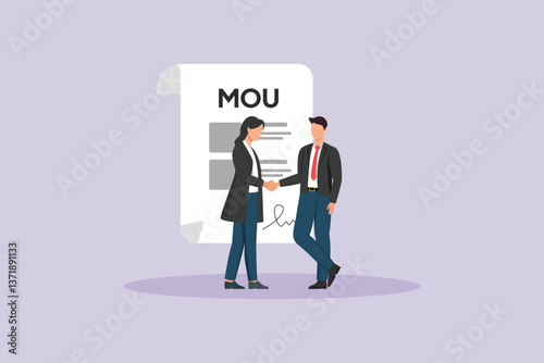 Business mou agreement. Agreement Business Concept. Colored flat vector illustration isolated