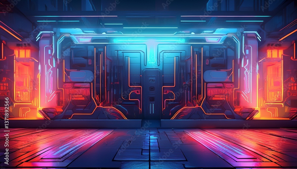 Obraz premium 幾何学模様が映える未来的ストリートアート