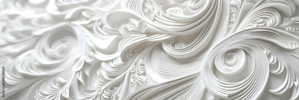 White Paper Abstract Art with Intricate Relief Texture White Paper Abstract Art with Intricate Relief Texture