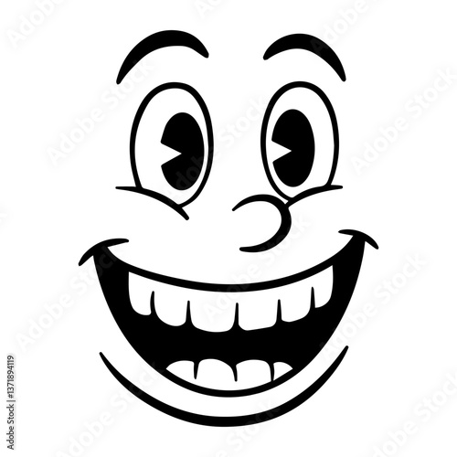 Funny Cartoon Face with Big...