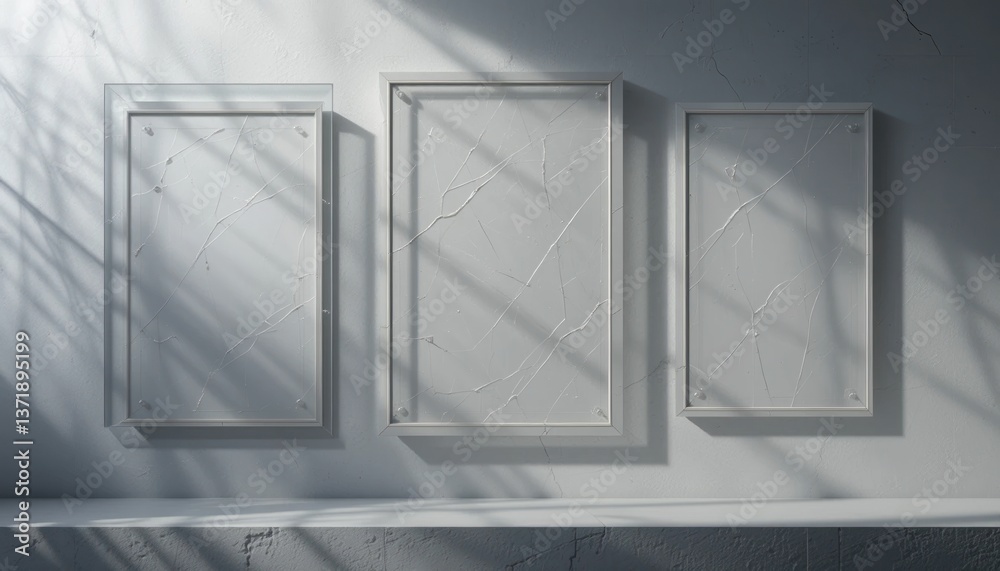 Artistic display of empty frames modern gallery photography minimalist environment natural light conceptual art Artistic display of empty frames modern gallery photography minimalist environment natural light conceptual art