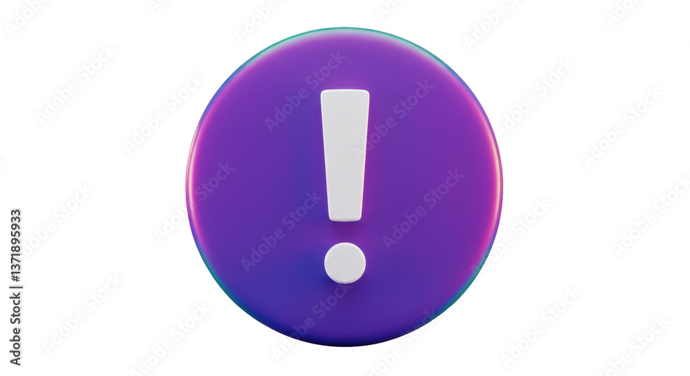 Isolated Purple Exclamation Point Icon 3D Render Isolated Purple Exclamation Point Icon 3D Render