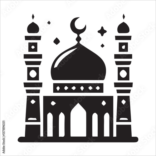 Taj Mahal vector illustration with silhouette and mosque architecture in Agra India symbolizing culture and religion