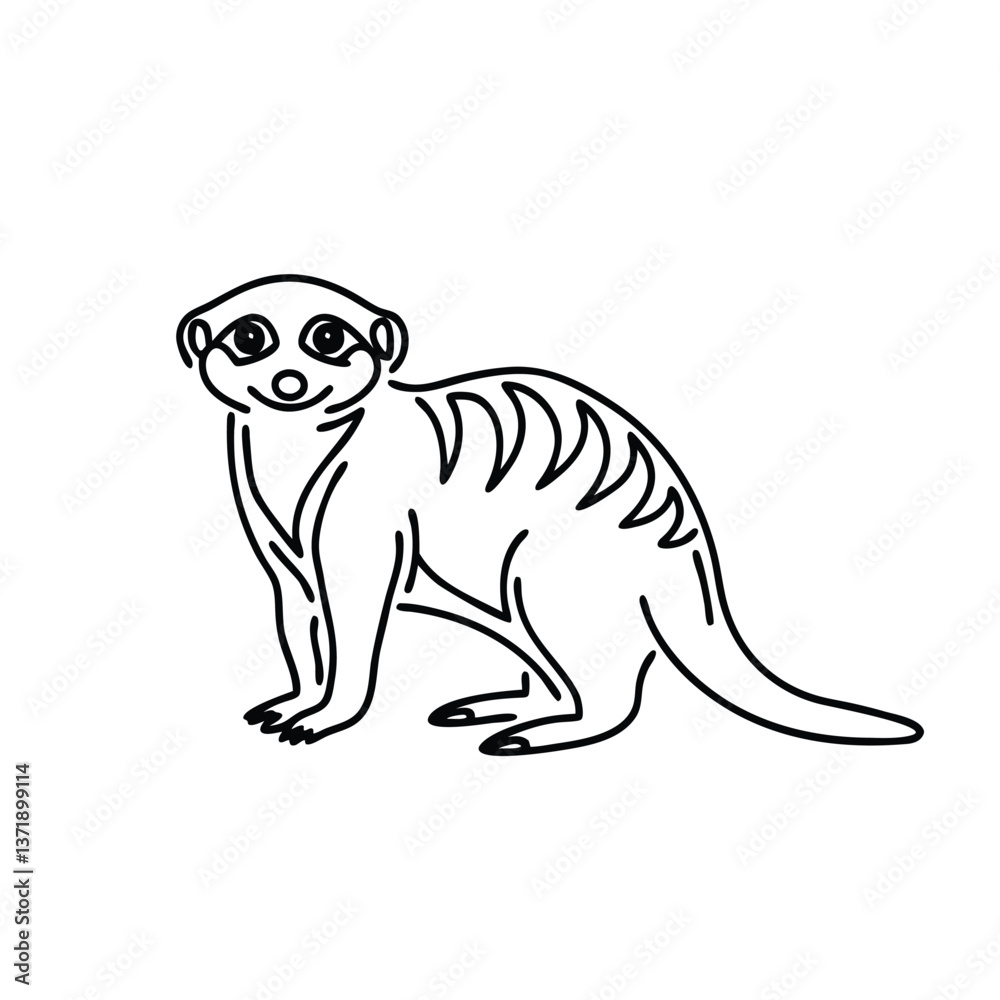 Obraz premium Meerkat animal line art flat vector illustration.