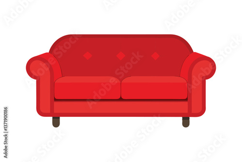 red sofa isolated on white