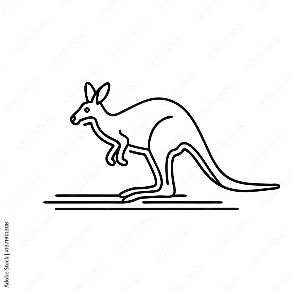 Fototapeta premium Wallaby animal line art flat vector illustration