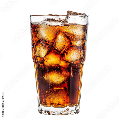 Cola with ice isolated on transparent background