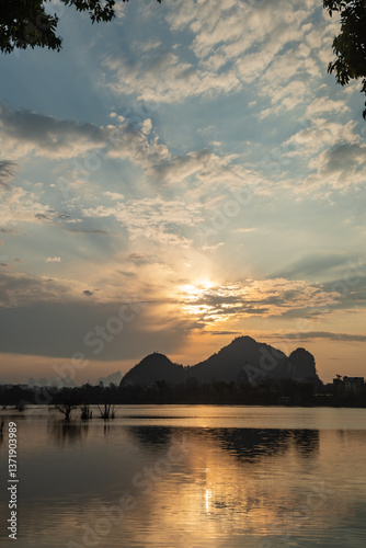 Celestial Dawn on Li River: Golden Mist Rising Between Emerald Karst Peaks – Guilin's Living Watercolor Masterpiece