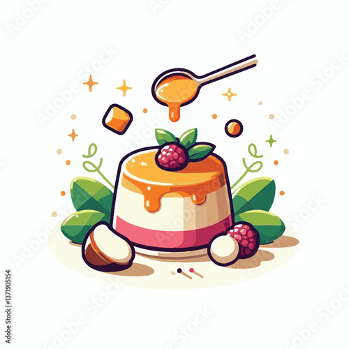 cream, dessert, sweet, food, gourmet, milk, red, italian, jelly, pudding, white, vanilla, mint, sauce, background, panna, cotta, decoration, mousse, snack, delicious, plate, berry, fruit, fresh, panna
