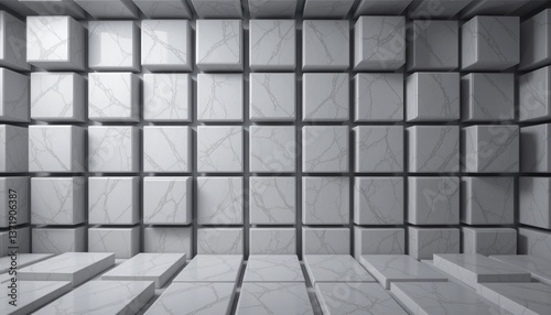 Geometric design showcase modern interior digital art minimalist environment perspective view abstract concept for innovative spaces