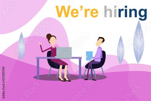 Hiring Event Featuring Interview Illustration