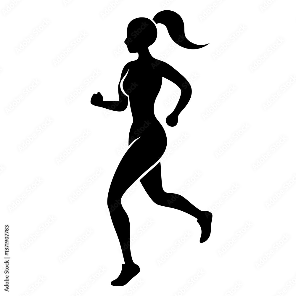 Silhouette of a running athlete in action, showcasing fitness and movement Silhouette of a running athlete in action, showcasing fitness and movement