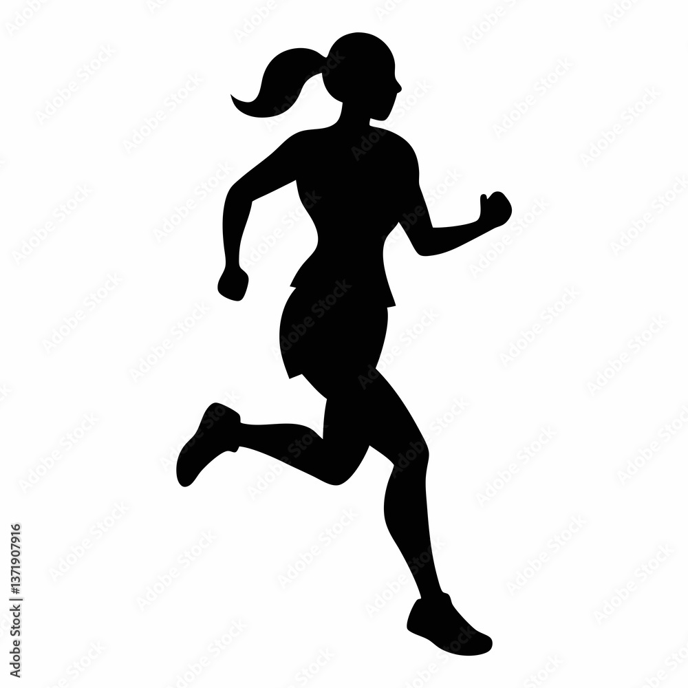 Silhouette of a running athlete in action, showcasing fitness and movement Silhouette of a running athlete in action, showcasing fitness and movement