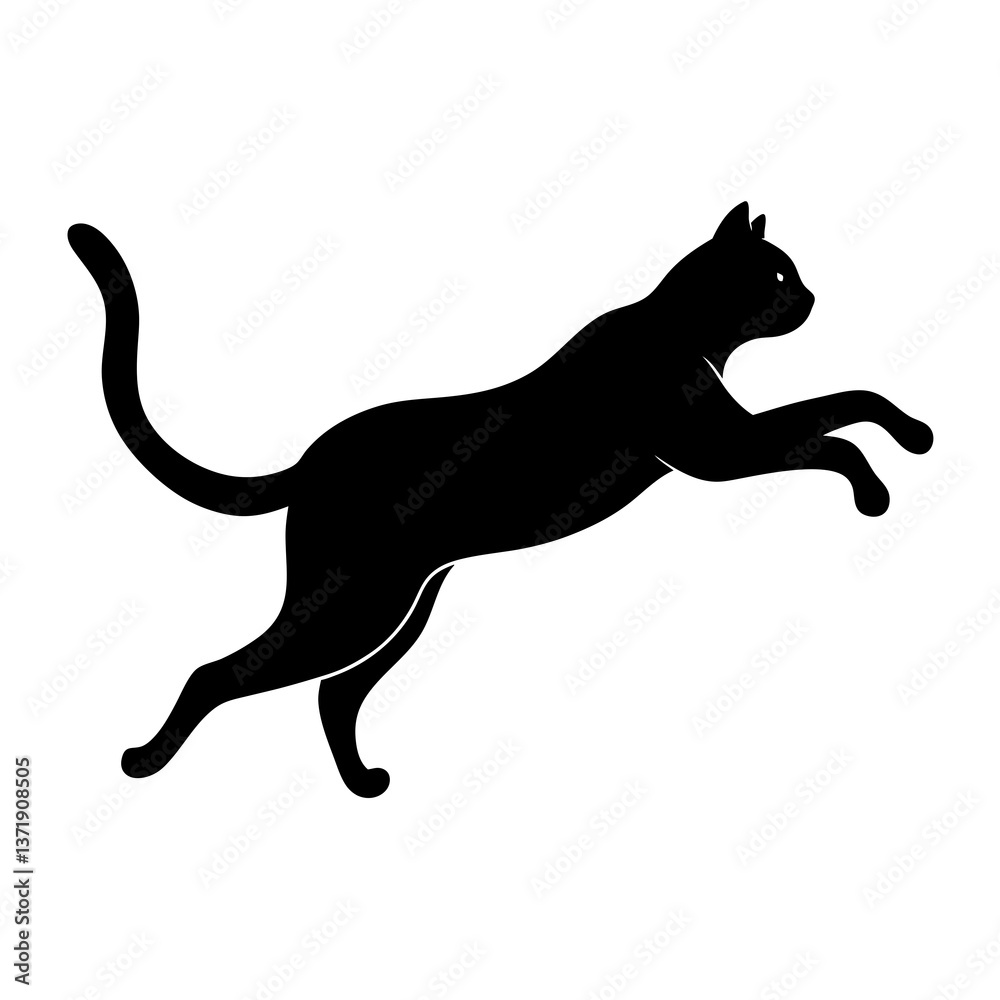 Silhouettes of a running dog and cat in a simple black illustration Silhouettes of a running dog and cat in a simple black illustration