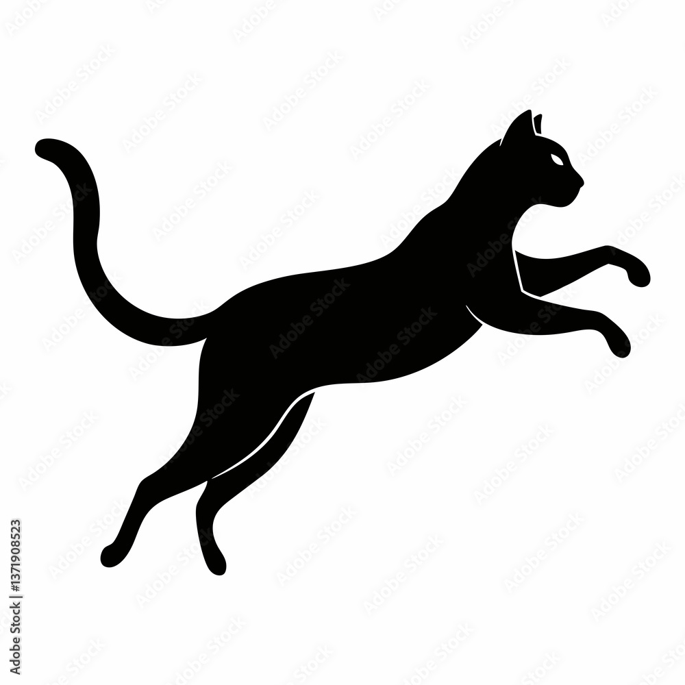 Silhouettes of a running dog and cat in a simple black illustration Silhouettes of a running dog and cat in a simple black illustration