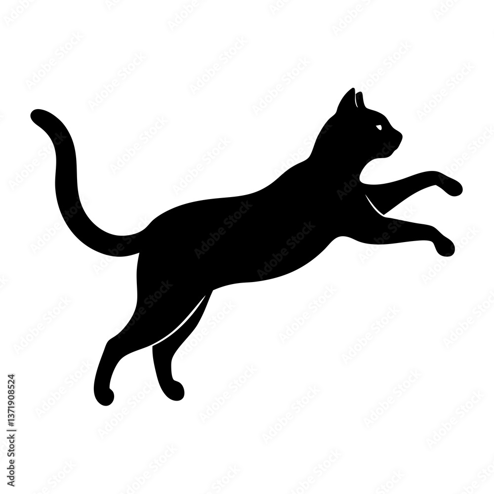 Silhouettes of a running dog and cat in a simple black illustration Silhouettes of a running dog and cat in a simple black illustration