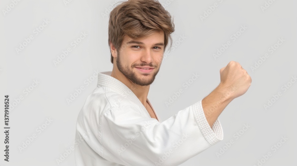 Confident Martial Artist Posing with Strength and Determination Confident Martial Artist Posing with Strength and Determination
