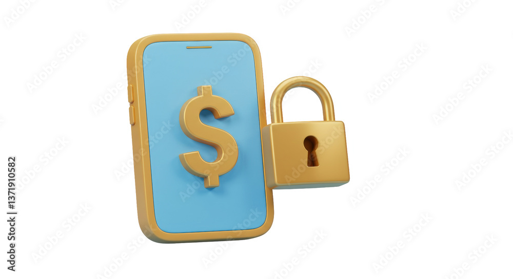 Isolated Mobile Phone with Dollar Sign and Padlock Isolated Mobile Phone with Dollar Sign and Padlock