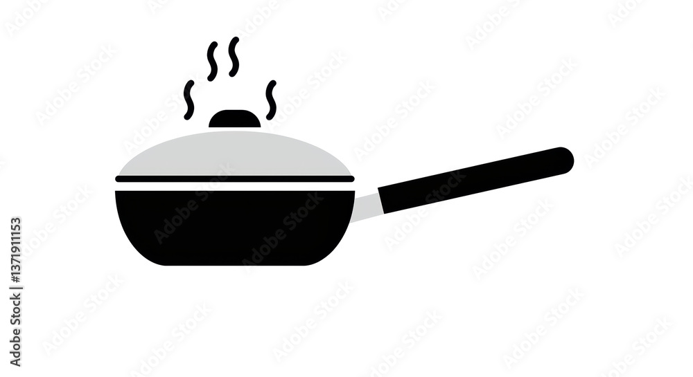 Isolated Frying Pan with Lid and Steam Isolated Frying Pan with Lid and Steam