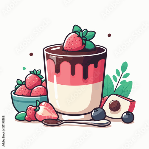 cream, dessert, sweet, food, gourmet, milk, red, italian, jelly, pudding, white, vanilla, mint, sauce, background, panna, cotta, decoration, mousse, snack, delicious, plate, berry, fruit, fresh, panna