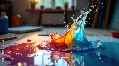Vibrant Hues of Liquid Exploding in a Creative Color Burst on a Canvas