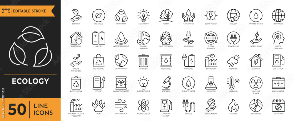 Fotografie Ecology outline icon set