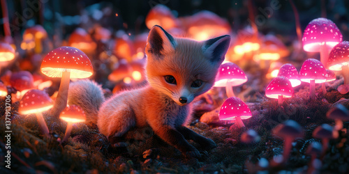 A Cute Baby Fox Playing in a Field of Overgrown Grass for Wildlife Photography, Nature, and Animal Lover Projects photo
