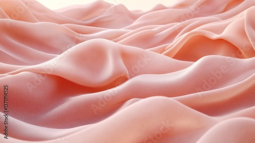 Soft Peach Fabric Draped in Gentle Waves