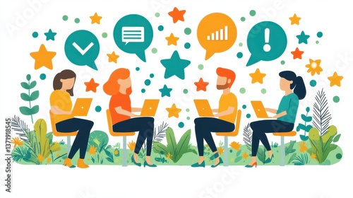 Employee Engagement Infographic Highlighting Motivation in the Workplace with Creative Illustrations and Icons