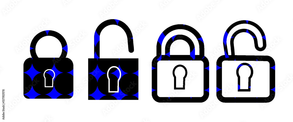 Three silver padlocks with reflective surfaces displayed in different angles on white background. 3D Rendering