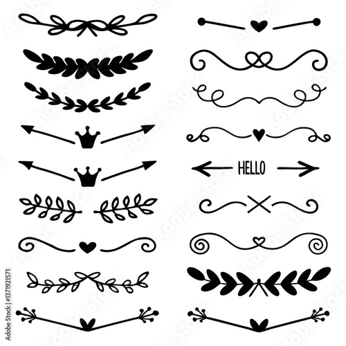 A collection of hand drawn decorative divi. 
