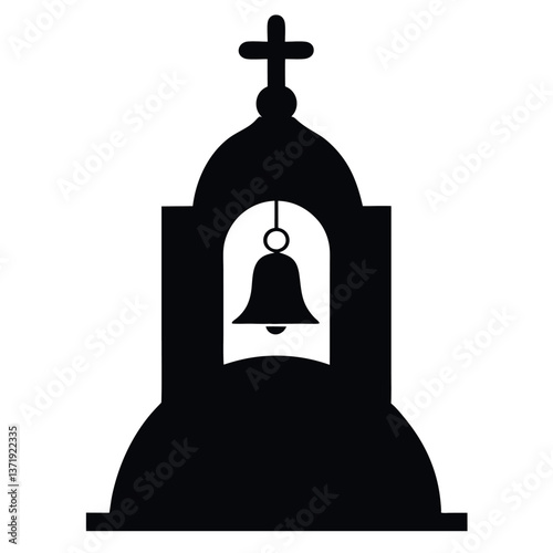 The rising of church bell silhouette vector. 