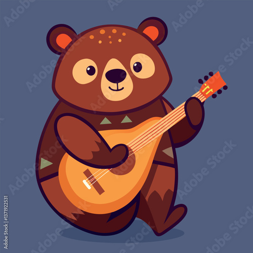 Cute bear playing balalaika 