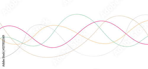 Abstract random colorful line pencil art abstract vector background. Curve wave seamless pattern. Line art striped graphic element.	