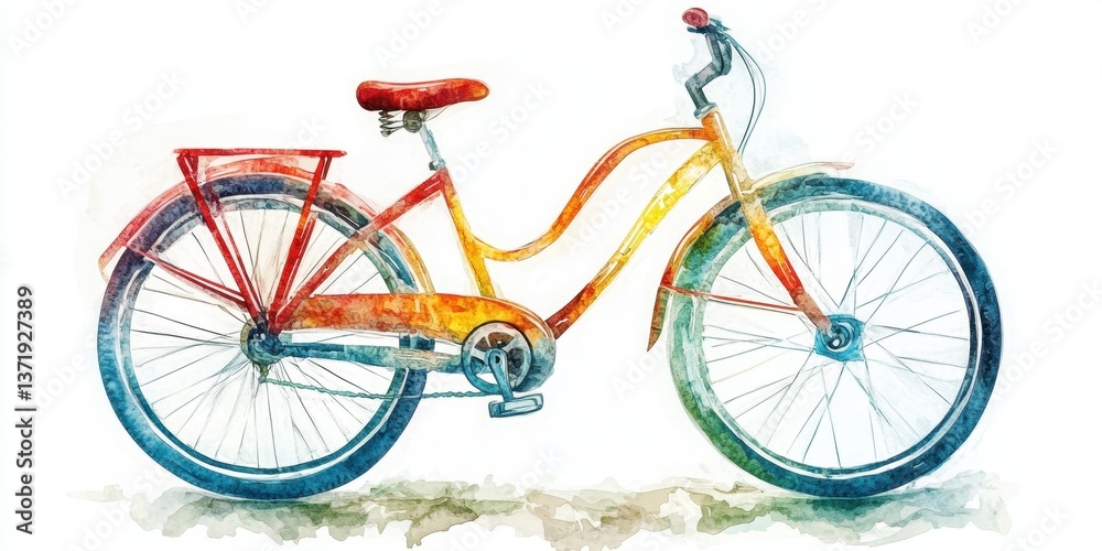 Fototapeta premium National Bike Week Colorful watercolor bicycle illustration with vibrant design