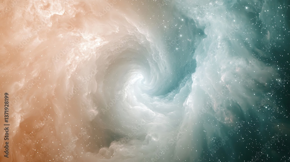 Obraz premium A swirl of clouds in the sky with a blue and orange hue