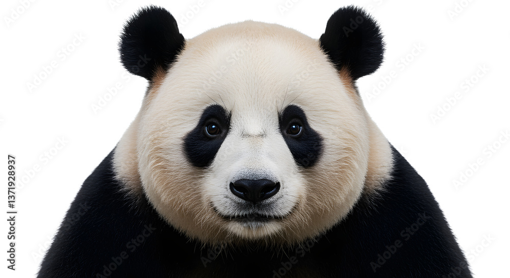 Fototapeta premium Giant Panda Close-Up – Furry Face, Expressive Eyes, and Realistic Details
