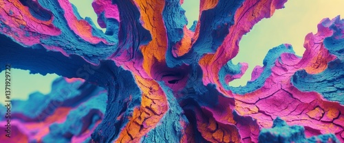 Abstract Colorful Tree Bark Texture Background.