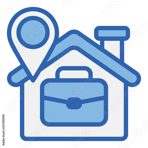 Remote Work Blue White Icon