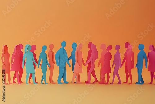Wallpaper Mural Colorful Paper People Group Unity Design Torontodigital.ca