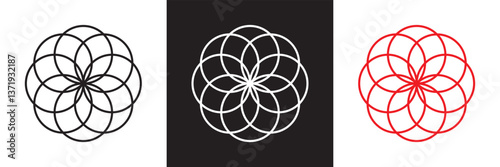 Black, red and white linear Arabic oriental floral  icon elements. Traditional arabesque icons, ornaments and patterns. Vector illustration. isolated on white and black background. EPS 10