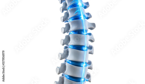 Human Spine Anatomy with Blue Highlights