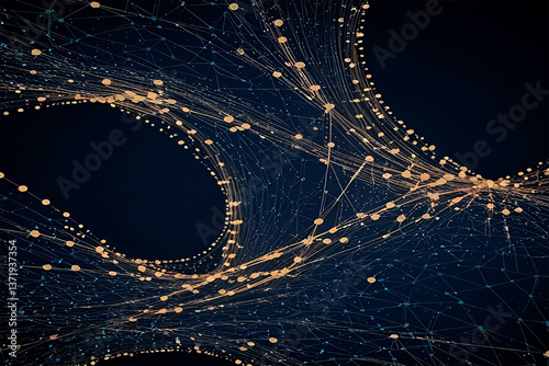 Network Connectivity: Abstract representation of interconnected nodes and lines suggesting global connections and networks, illuminating the future